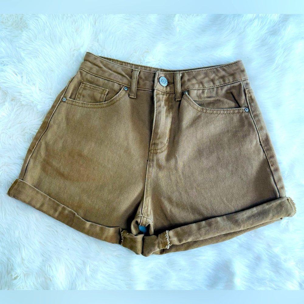 Women's High Waisted Mini Denim Shorts Roll Up Hem Casual Straight Leg